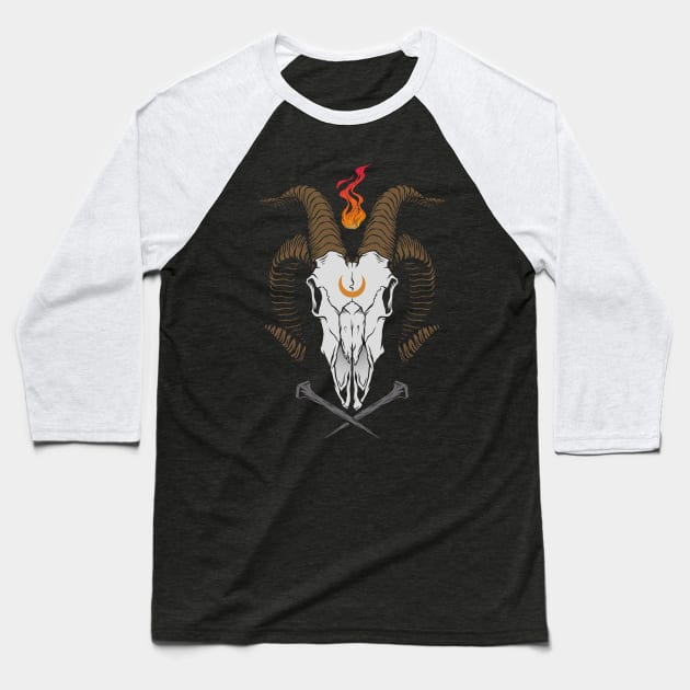 Occult Goat Baseball T-Shirt by Deniart